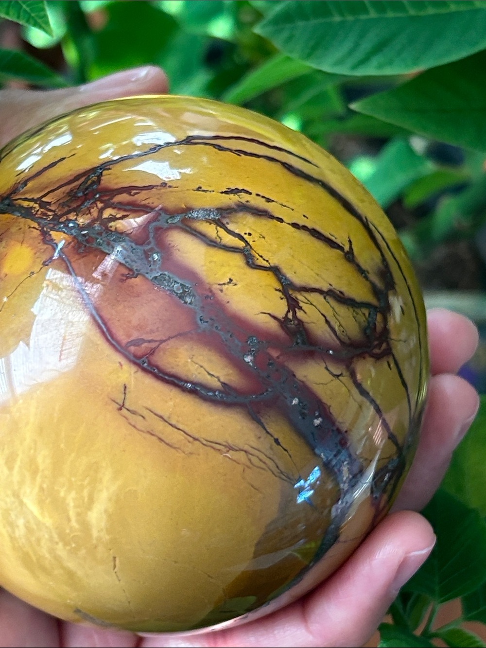 💎 90mm Polished Yellow Mookaite Jasper Sphere Decorative Home Art - Picture 6 of 9